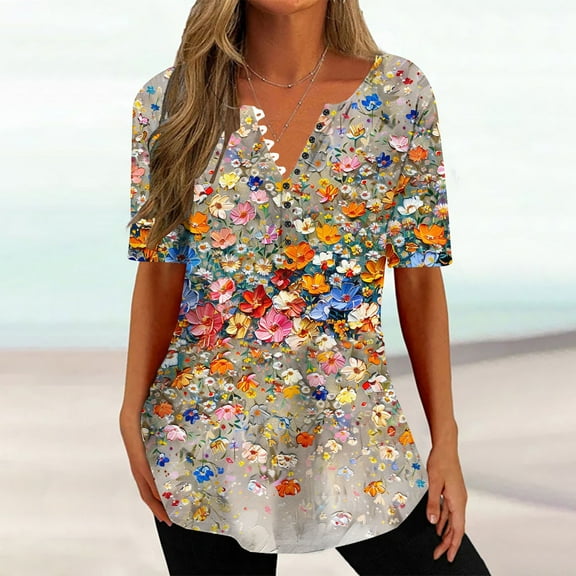 LiMoi Short Sleeve Shirt Women Cute Womens T Shirts Cotton T-Shirts for Women Graphic Tees Trendy Plus Size Tops New & Trending