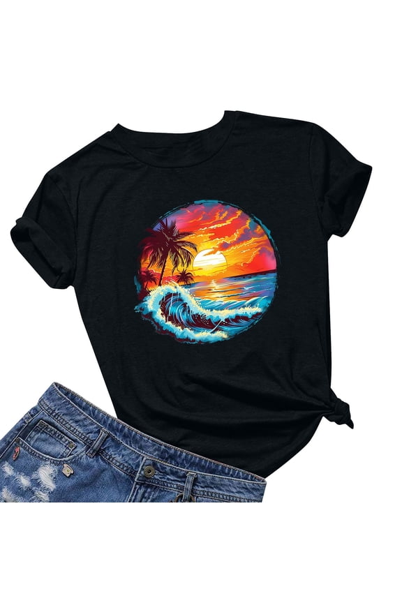 Short Sleeve Shirt Women Plus Size T Shirts Loose Fit Printed Tshirts Blouses for Women Summer New & Trending