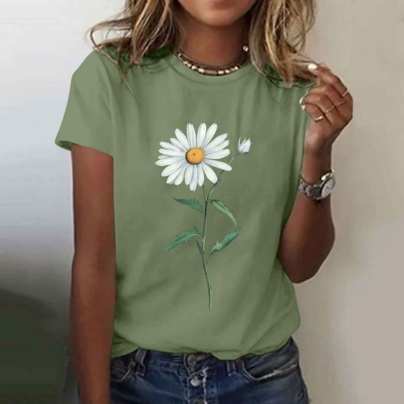 LiMoi Short Sleeve Shirts T Shirts for Women Trendy Cotton Printed Tshirts for Women T Shirts New & Trending