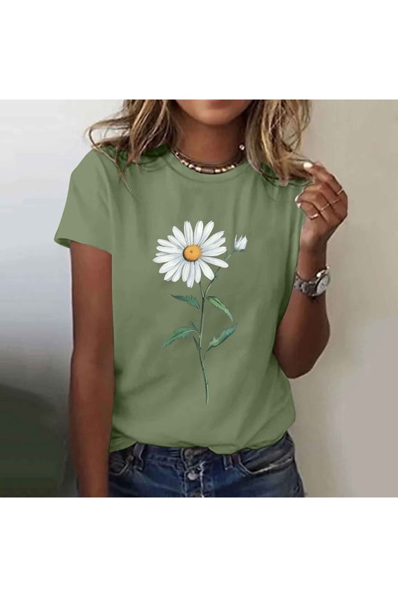 Short Sleeve Shirts T Shirts for Women Trendy Cotton Printed Tshirts for Women T Shirts New & Trending