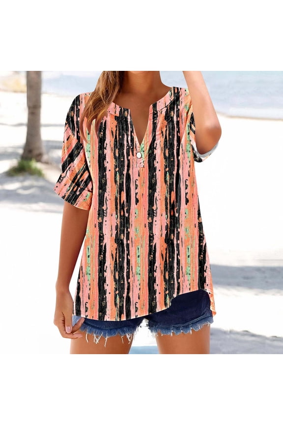 Short Sleeve Shirts for Women Casual Boho Plus Size T Shirts Printed Tees for Women Plus Size Tops My Order