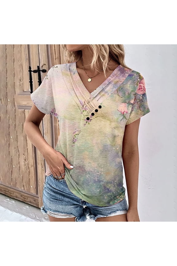 Short Sleeve Shirts Women Plus Size Womens Tops Dressy Blouses Plus Size Print T Shirts Blouses for Women Summer New & Trending