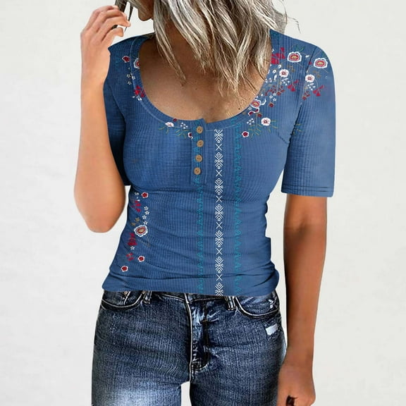 LiMoi Short Sleeve Shirts for Women Button Womens T Shirts Loose Fit Yellow Print T Shirts for Women V Neck Oversized Tops My Items