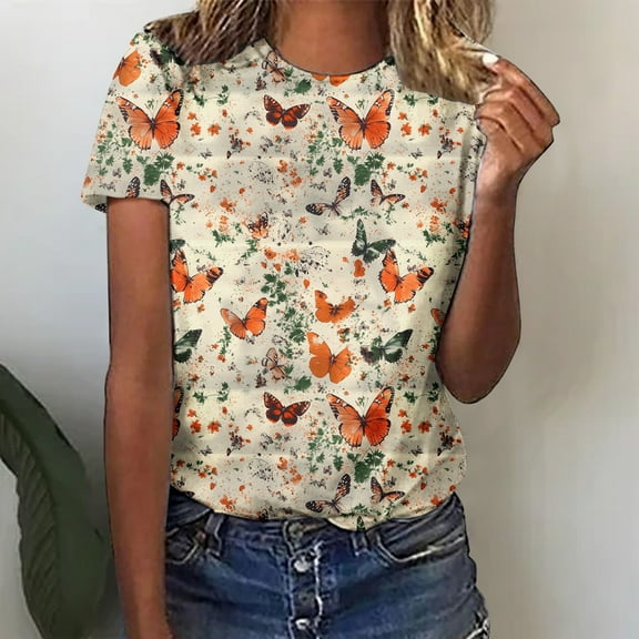 LiMoi Short Sleeve Tee Womens T Shirts Loose Fit Boho Printed Button down Shirts for Women T Shirts My Order