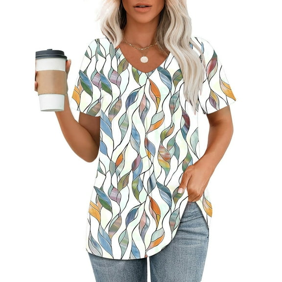 LiMoi Short Sleeve Tops Women 2025 T Shirts Floral Blouses for Women 3/4 Sleeve Womens Tops Items Ordered by Me