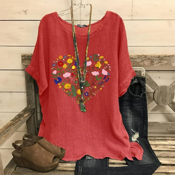 LiMoi Short Sleeve Tops for Women Linen Tshirts Shirts Womens T Shirts Graphic Mom Plus Size Shirts Items Ordered by Me