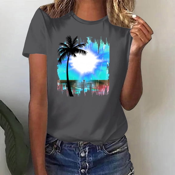 LiMoi Short Sleeve Tops for Women Linen Womens Tops Trendy Summer Vintage Floral Tshirts Shirts T Shirts for Women Items Ordered by Me