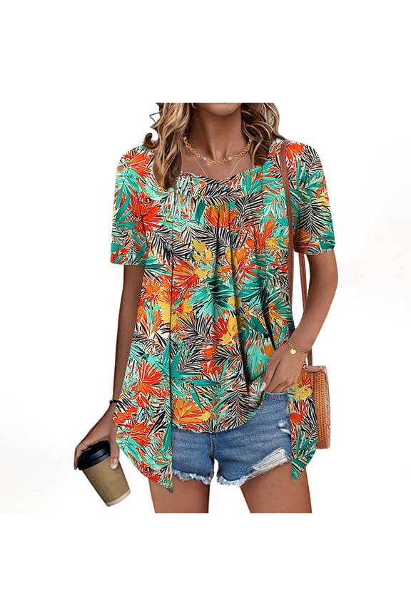 Short Sleeve Tops Women T Shirts for Women Trendy Summer Print T Shirts Tops for Women Cotton My Items