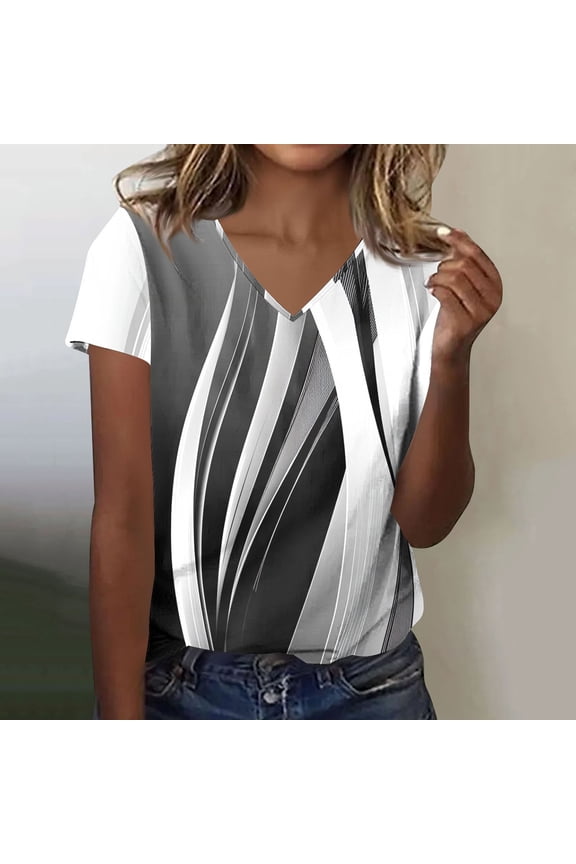 Short Sleeve Tshirts Shirts for Women Essentials Tops Trendy Plus Size Printed Tees Tops for Women Summer Reorder Items