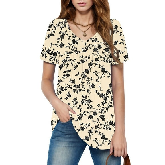 LiMoi Short Sleeve Tshirts Shirts T Shirts for Women Trendy Boho Printed Tops for Women 2025 Oversized Tee Shirts for Women Plus New & Trending