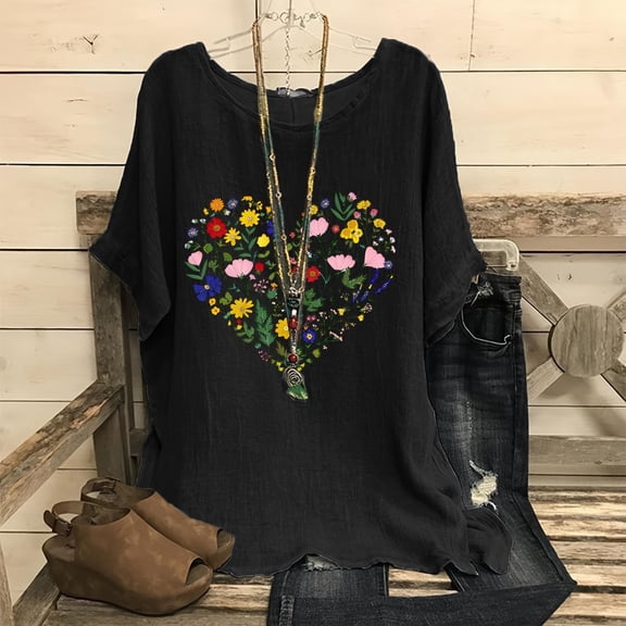 LiMoi Short Sleeve Womens Shirts Cotton Womens T Shirts Cotton Comfy T Shirts Graphic Oversized Tshirts reorder items