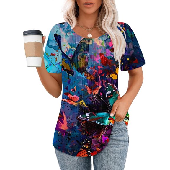 LiMoi Short Sleeve Womens Shirts Fitted Womens Tops Printed Graphic Tees for Women Oversized Tshirts Workout My Items Ordered