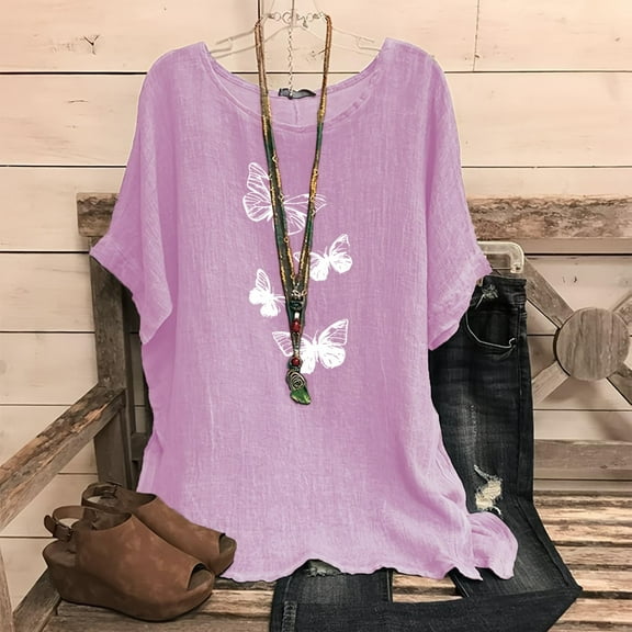 LiMoi Short Sleeve Womens Shirts Womens T Shirts Loose Fit Boho Womens T Shirts Cotton Graphic Womens Tops Plus Size Long Sleeve Get it Fast