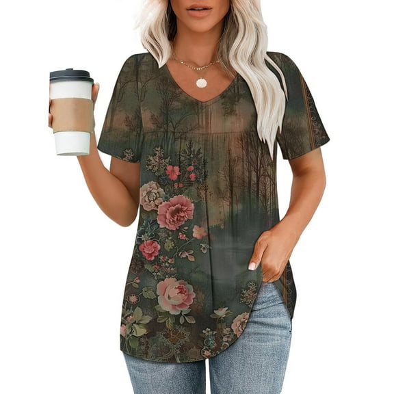 LiMoi Short Sleeve Womens Tops Fitted T Shirts Loose T Shirts for Women Graphic Vintage Plus Size Tops My Items