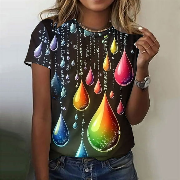 LiMoi Short Sleeves Tops Tshirts Shirts for Women Print T Shirts for Women Plus Size Spring Clothes for Women 2025 Get it Fast