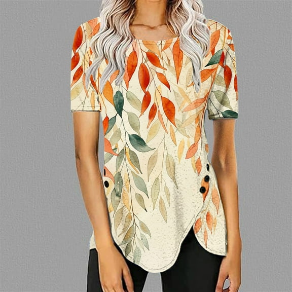 LiMoi Short Sleeves Tops for Women Dressy Womens T Shirts Casual Plus Size Printed Tshirts Oversized Tshirts Get it Fast