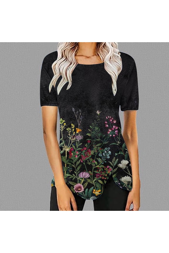 Short Sleeves Tops for Women Trendy Womens Tops Dressy Blouses Plus Size Printed Baby Tees for Women Plus Size Shirts New & Trending