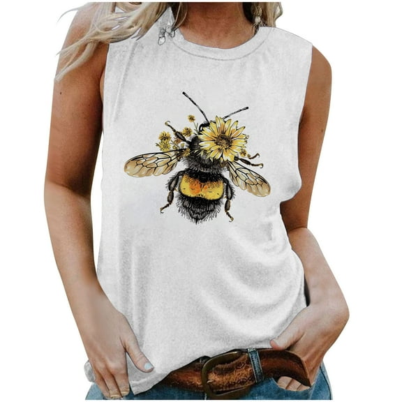 LiMoi Sleeveless Blouses for Women Womens Tops Trendy Summer Printed Tops for Women Oversized Tops for Women Spring