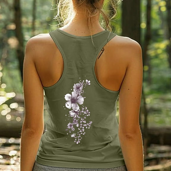 LiMoi Sleeveless Vest for Women Womens Thick Cotton T Shirts Loose Fit Printed Shirts for Women Graphic Plus Size T Shirts for Women