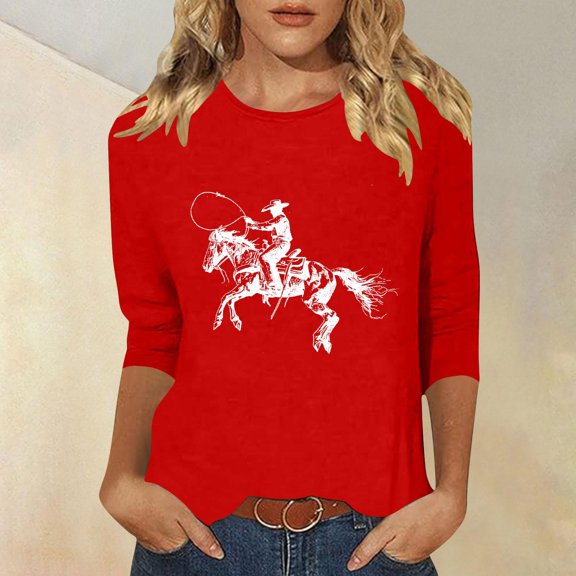 LiMoi Summer Blouses Casual Women 3/4 Sleeve Tops and Blouses T Shirts Tshirts Shirts for Women Gym Graphic Get it Fast