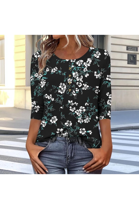 Summer Blouses for Teens T Shirt 3/4 Sleeves Women Oversized Tops for Women Tshirts Shirts for Women Vintage Graphic my items ordered