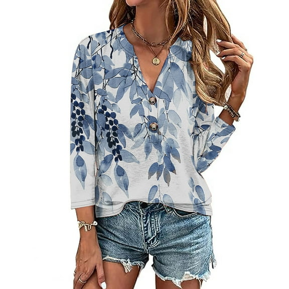 LiMoi Summer Tops 2025 Woman Womens Tops 3/4 Sleeve Plus Size Blouses for Women Tshirts Shirts for Women Graphic T-Shirts Funny New Arrivals