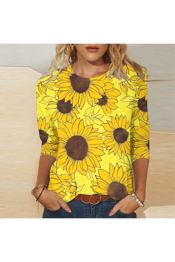 Summer Tops for Plus Size Women 2026 Trendy Womens Tops 3/4 Sleeve Plus Size Shirts Womens Tops Casual Graphic Tees my items ordered
