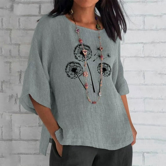 LiMoi Summer Tops with Sleeves for Women 2025 Vacation 3/4 Length Sleeve Womens Tops Plus T Shirts Loose Fit Tshirts Shirts reorder items