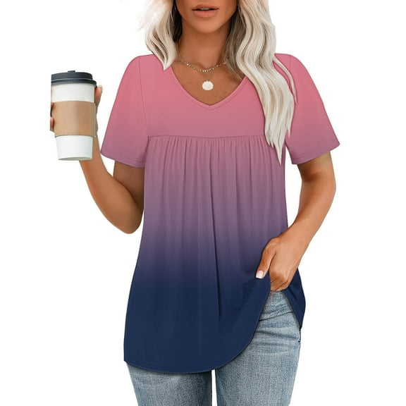 LiMoi Summer Tops Trendy 2026 Short Sleeves Tops for Women Long Tshirts Shirts Solid Color Tshirts for Women Womens Tops Plus Size Summer