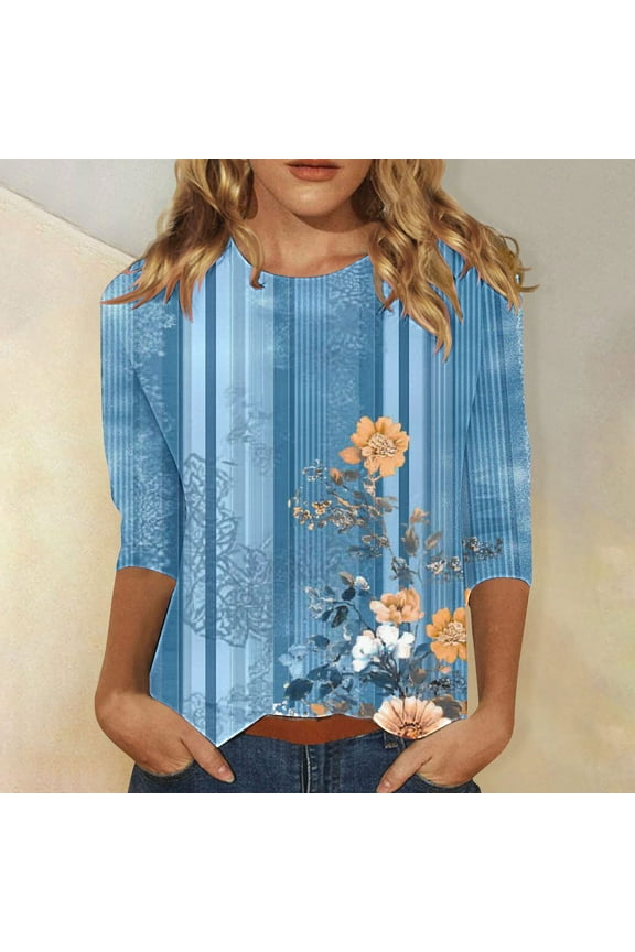 Summer Tops Trendy 3/4 Sleeve Tops for Women Shirts for Women Cheap Oversized T-Shirts for Women Graphic Tees My Order