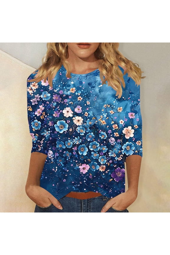 Summer Tops Trendy Oversized 3/4 Sleeve Shirts for Women Tshirts Shirts for Women Womens T Shirts Casual Graphic My Reorder List