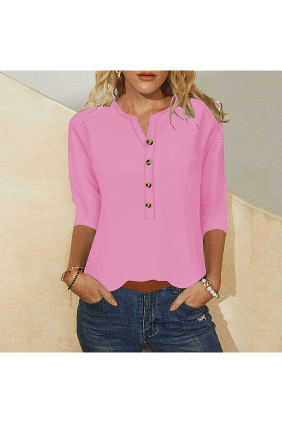 Summer Tops Trendy Oversized 3/4 Sleeve T Shirts for Women Loose Fit Womens Tops Plus Size T Shirts Solid Color Tops for Summer my items ordered