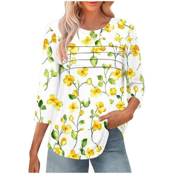 LiMoi Summer Tops Trendy Y2k Womens Tops 3/4 Sleeve Cotton Plus Size Tops for Women Dressy Summer T-Shirts for Women Graphic Tees Trendy reorders