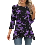 LiMoi Summer Tops for Women 2026 Vacation Womens 3/4 Sleeve Shirts Plus Size Tops Casual Print Tops for Women Summer items ordered by me