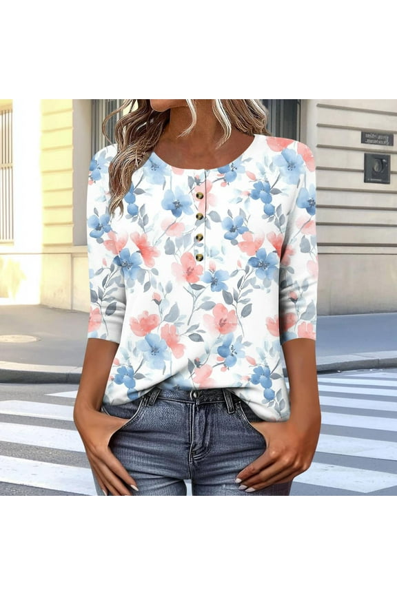 Summer Tops for Women 2025 Vacation Plus Size 3/4 Sleeve Shirts Blouses for Women Sleeveless Womens Graphic T Shirts Cheap my order