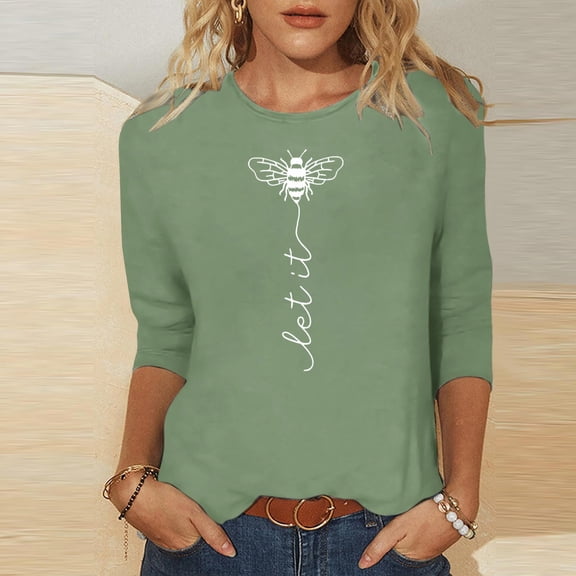 LiMoi Summer Tops Casual Womens 3/4 Length Sleeve Tops Plus Size Tops for Women Summer Tshirts Shirts Graphics reorders