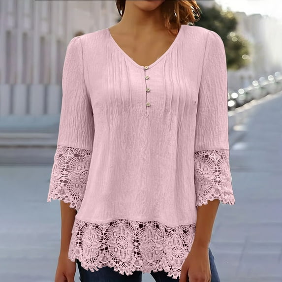 LiMoi Summer Tops for Women 2025 Plus Size Tops for Women 3/4 Sleeve Plus Size Shirts Plain Tee Shirts for Women Loose Fit my items ordered