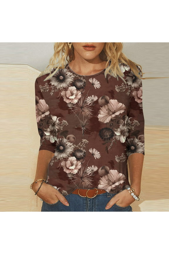 Summer Tops for Women Trendy 2026 Women's Tops 3/4 Sleeve Petite Plus Size Shirts for Women Oversized Tshirts for Women Graphic Tees My Order