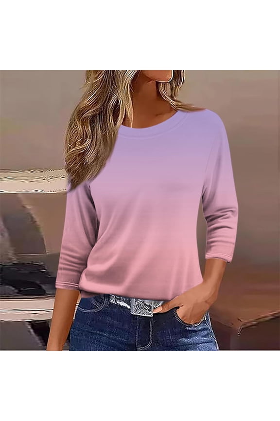 Summer Tops for Women Trendy Large Three Quarter Sleeve Tops Women Dressy Oversized Tshirts for Women Gym Plus Size Tie Dye Tops my orders