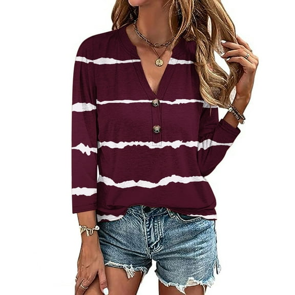 LiMoi T Shirts for Women Cotton 3/4 Sleeve T Shirts for Women Plus Size Shirts for Women Cheap Plus Size Color Block 3/4 Sleeve Shirt my orders