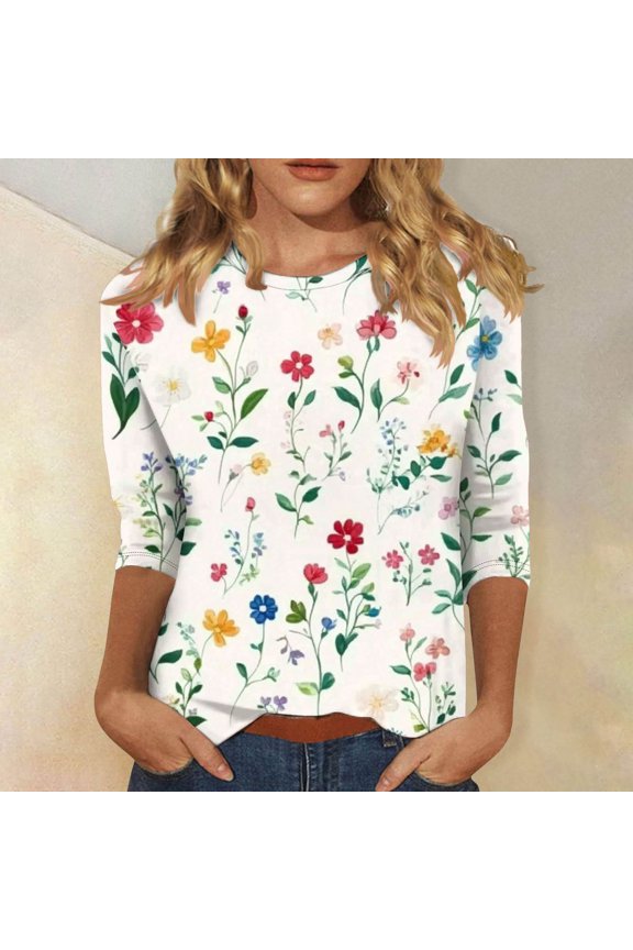 T Shirts for Women Soft Quarter Length Sleeve Tops Womens Tops Plus Size Summer Print Tops for Women Summer Reorders