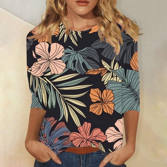 LiMoi T Shirts for Women Trendy Loose Fit Petite Tops for Women 3/4 Sleeve Plus Size Blouses for Women Sleeveless Print Tops for Women 2025 My Items