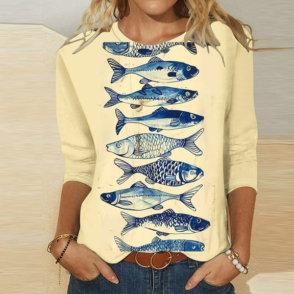 LiMoi Women Clothes Summer 3/4 Length Sleeve Womens Tops Plus Size Tee Shirts for Women Womens T Shirts Loose Fit Graphic Reorder Items