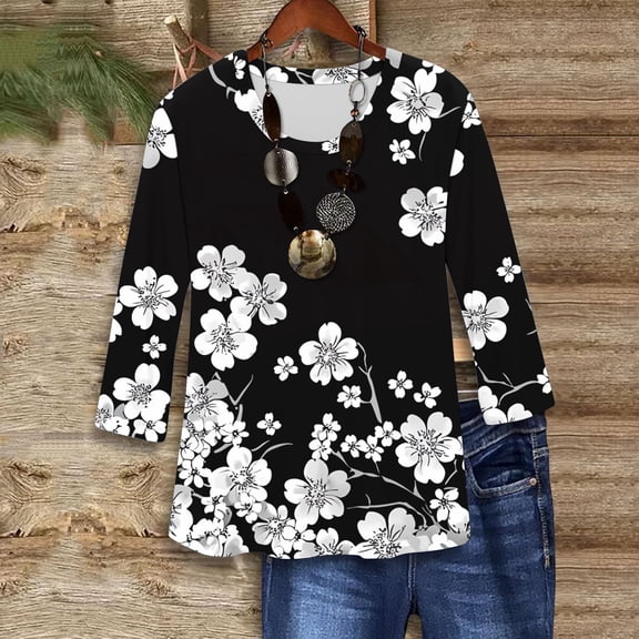 LiMoi Women Clothes Summer 3/4 Sleeve Tops for Women Plus Size T Shirts for Women Printed Baby Tees for Women My Items Ordered