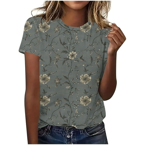 LiMoi Women Short Sleeve Shirts Womens T Shirts Loose Fit Printed Shirts for Women Plus Size Tops for Women 3/4 Sleeve My Items Ordered
