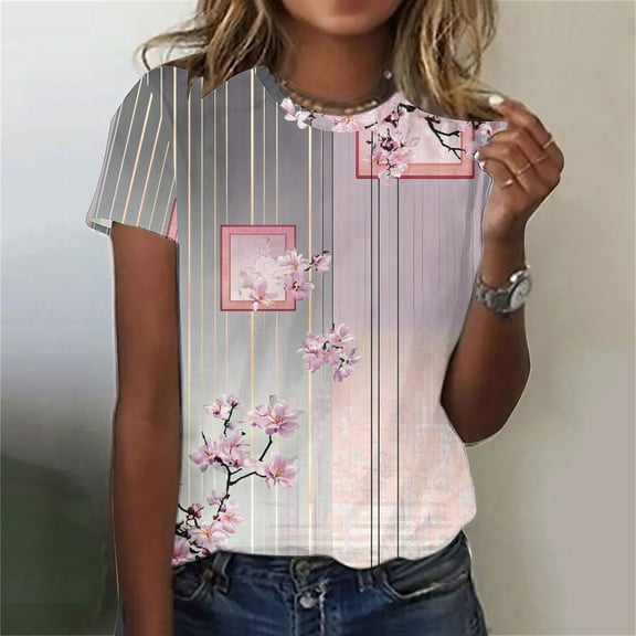 LiMoi Women Short Sleeve Top Womens T Shirts Graphic T Shirts Womens Tops Plus Size Summer Get it Fast