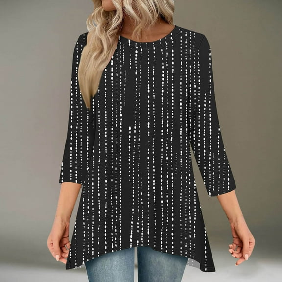 LiMoi Women Summer Blouses 3/4 Sleeve Shirts for Women Dressy Casual Oversized Tee Shirts Plus Size Women Womens Graphic T Shirts New Arrivals