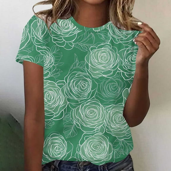 LiMoi Women's Short Sleeve Shirts T Shirts for Women Print T Shirts for Women Graphic Plus Size Shirts My Items