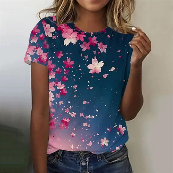 LiMoi Women's Tops Short Sleeve Knit T Shirts Womens Printed Tshirts Cotton Loose Fit Plus Size Tee Shirts for Women Cotton My Orders