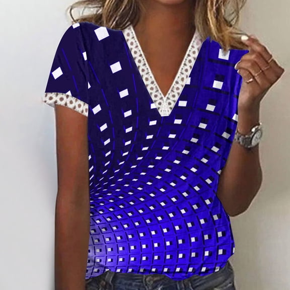 LiMoi Women's Tops Short Sleeve V Neck Womens Tops Dressy Blouses Short Sleeve Printed T Shirts for Women Oversized Tshirts New Arrivals